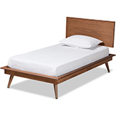 Karine Twin Platform Bed in Walnut Brown Wood