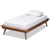 Karine Twin Platform Bed in Walnut Brown Wood