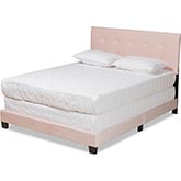 Caprice Queen Panel Bed in Tufted Light Pink Velvet