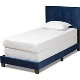 Caprice Twin Panel Bed in Tufted Navy Blue Velvet