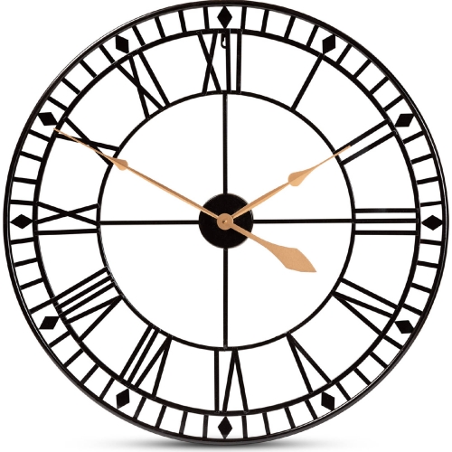 Janette Wall Clock in Black & Gold Finish Metal