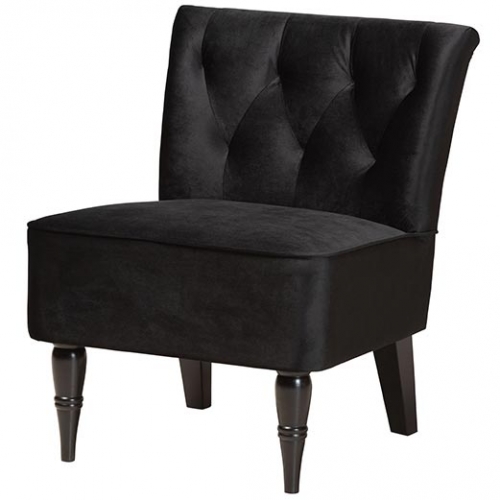 Harmon Accent Chair in Black Velvet & Black Finish Wood