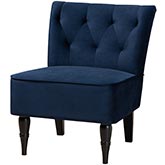 Harmon Accent Chair in Navy Blue Velvet & Black Finish Wood