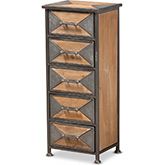 Laurel 5 Drawer Storage Cabinet in White Wash Oak Finish & Gray Metal