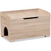 Mariam Cat Litter Box Cover House in Oak Finish Wood