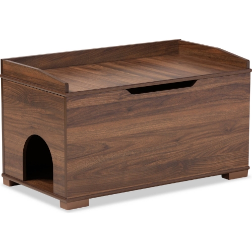 Mariam Cat Litter Box Cover House in Walnut Brown Finish Wood