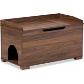 Mariam Cat Litter Box Cover House in Walnut Brown Finish Wood