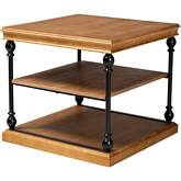 Sebastian 3 Tier End Table in Oak Brown Finish Wood & Black Metal