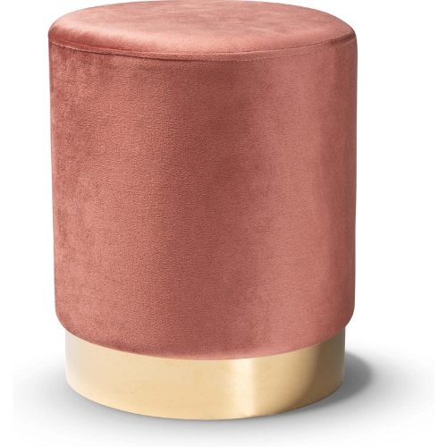 Chaela Ottoman in Blush Pink Velvet & Gold Metal