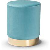 Chaela Ottoman in Sky Blue Velvet & Gold Metal