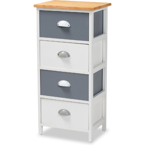 Calandra 4 Drawer Storage Unit in White, Oak Brown & Multicolor Wood