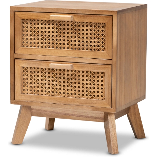 Baden 2 Drawer End Table in Wood & Rattan