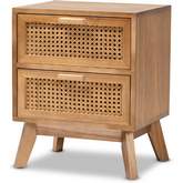 Baden 2 Drawer End Table in Wood & Rattan