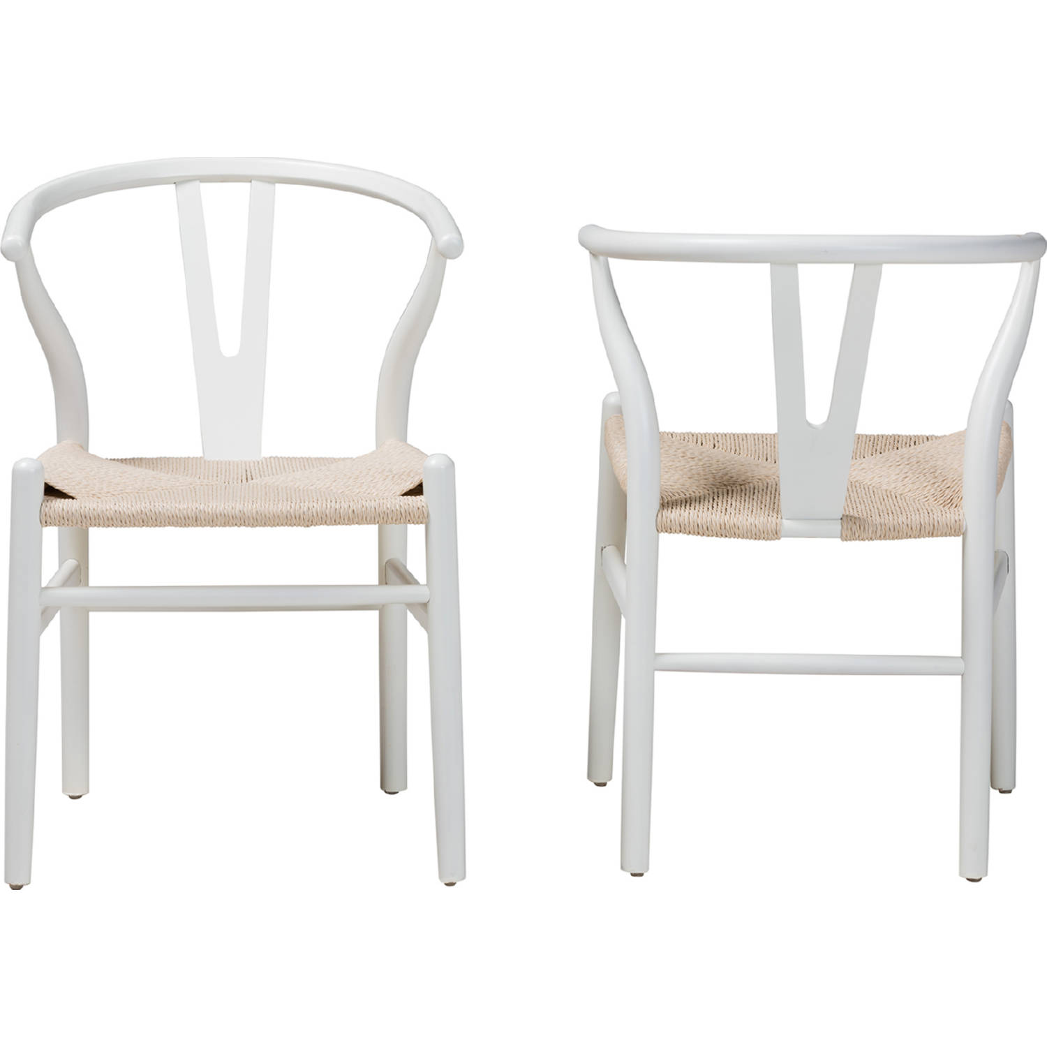 Baxton Y A W White Rope Wishbone Chair Paxton Dining Chair in