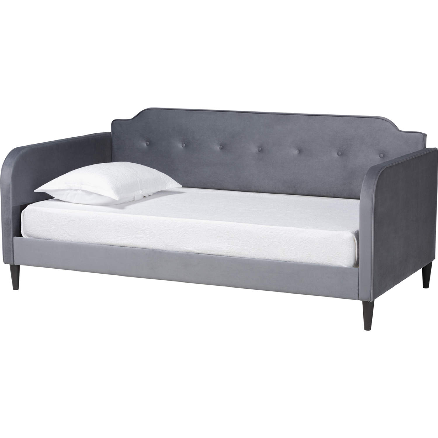 Baxton DV20801-Grey Velvet Daybed-Full Kaya Full Daybed In Tufted Grey ...