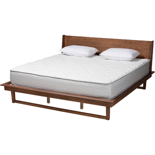 Macayle Queen Platform Bed in Ash Walnut Finish Wood