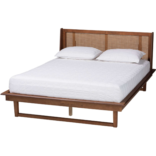 Aveena King Platform Bed in Walnut Brown Finish Wood