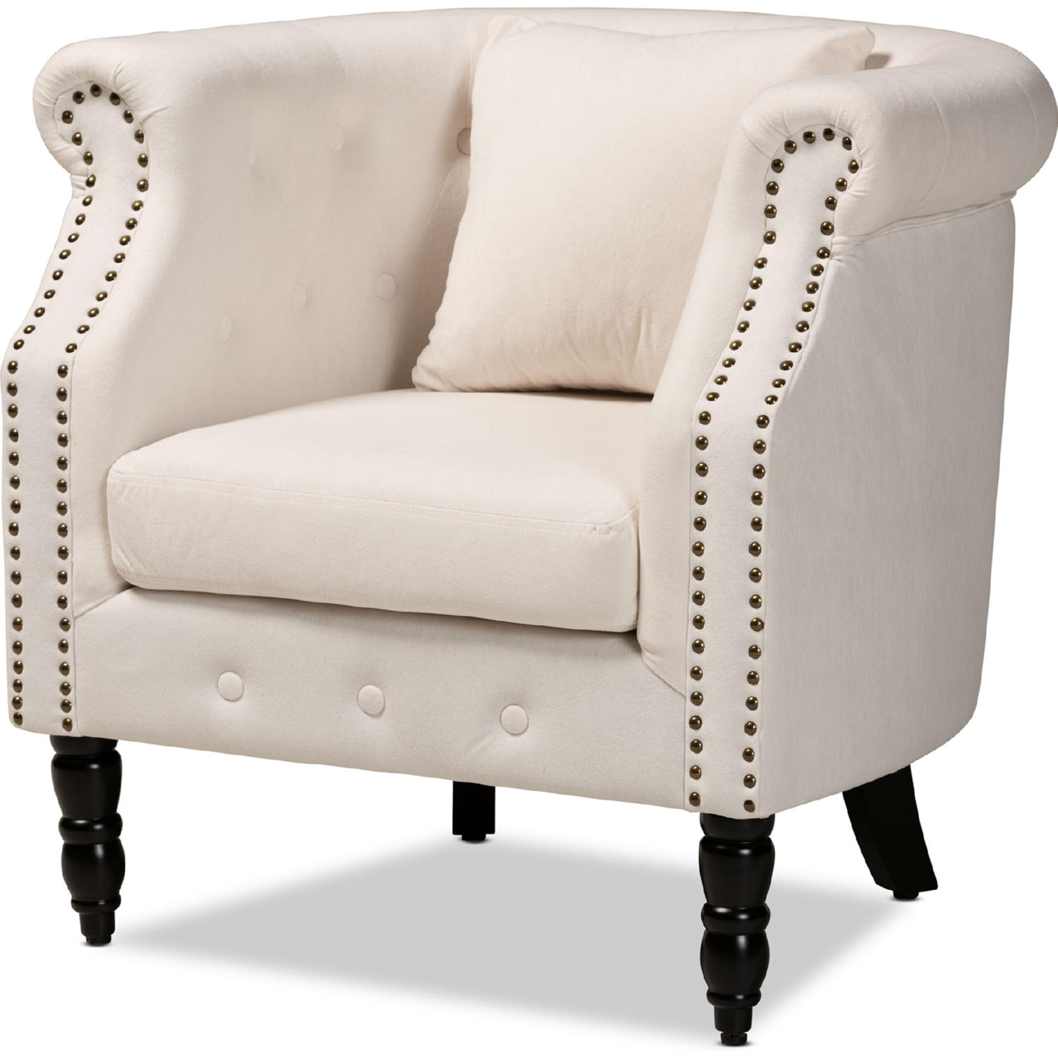 Baxton ZQ 13 Velvet Beige Chair Renessa Accent Arm Chair in