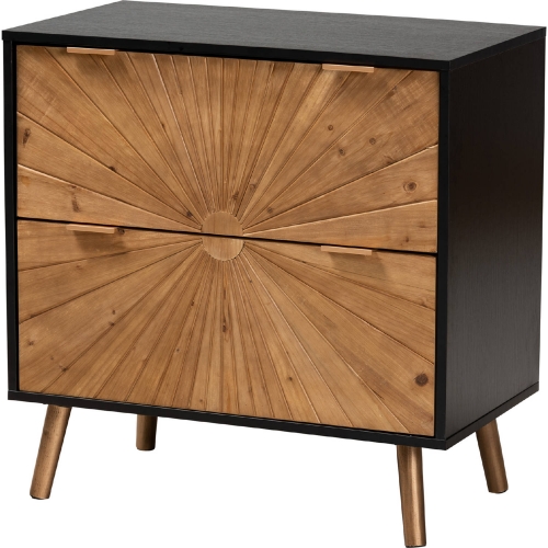 Richardson 2 Drawer Storage Cabinet in Black & Natural Wood