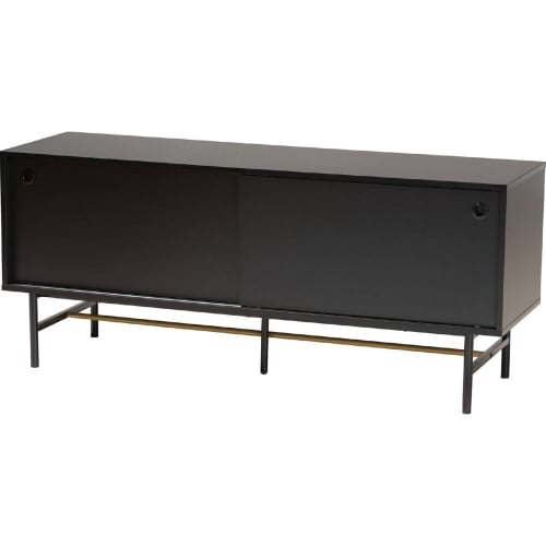 Truett 53" TV Stand in Dark Brown Wood, Black & Gold Metal