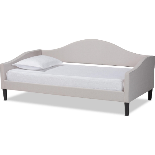 Milligan Twin Daybed in Beige Fabric & Dark Brown Wood