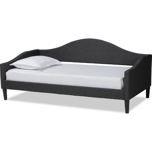 Milligan Full Daybed in Charcoal Grey Fabric & Dark Brown Wood