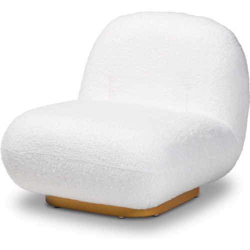 Paiva Accent Chair in White Boucle Fabric & Brushed Gold Metal