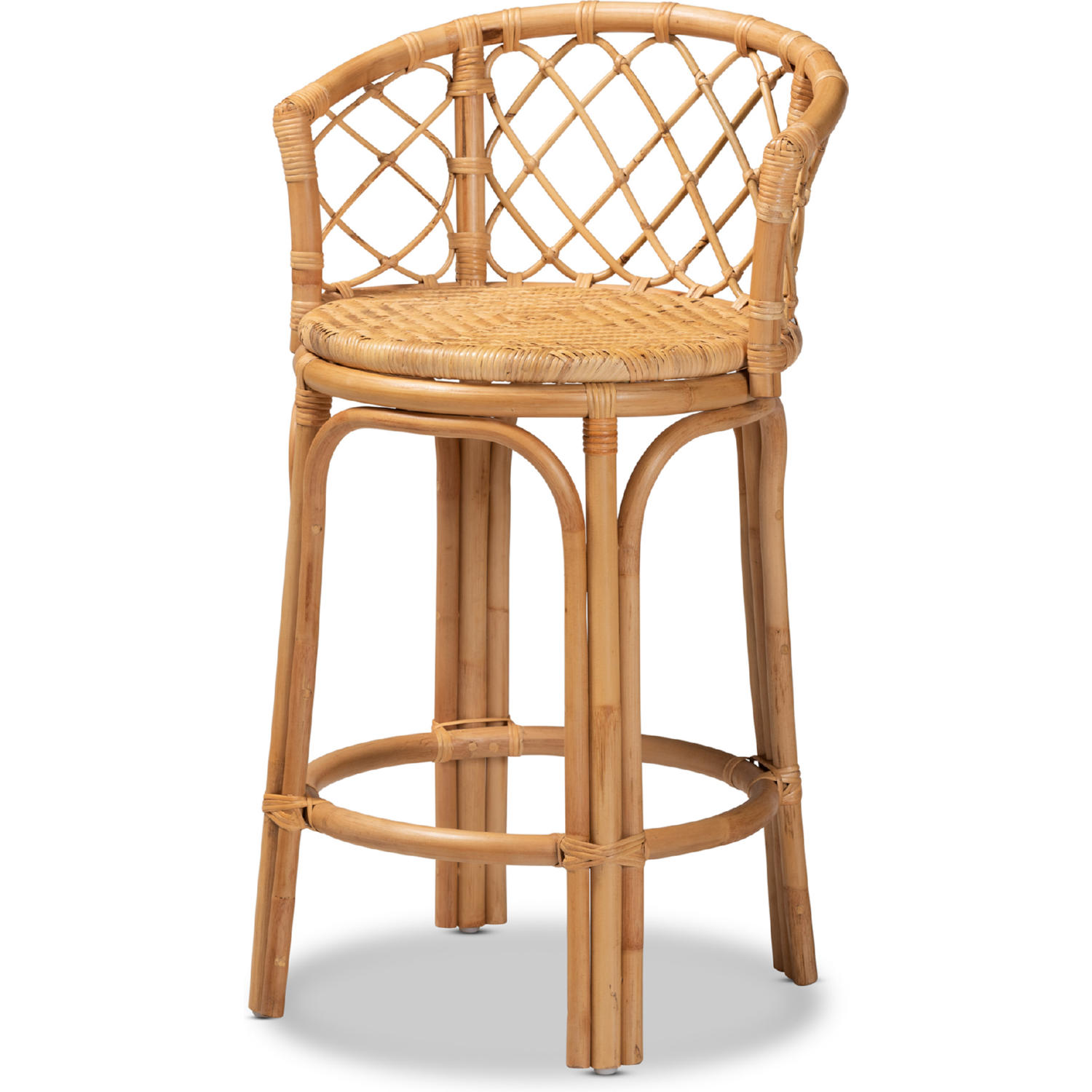 Orchard Counter Stool in Natural Brown Rattan by Baxton Studio