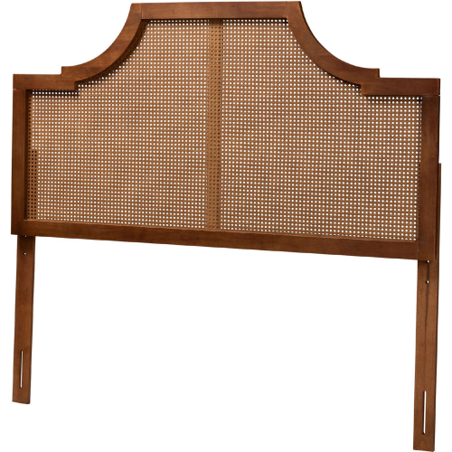 Risha King Headboard in Ash Walnut Finish Wood & PE Rattan