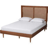 Boris King Bed in Ash Walnut & Woven Rattan