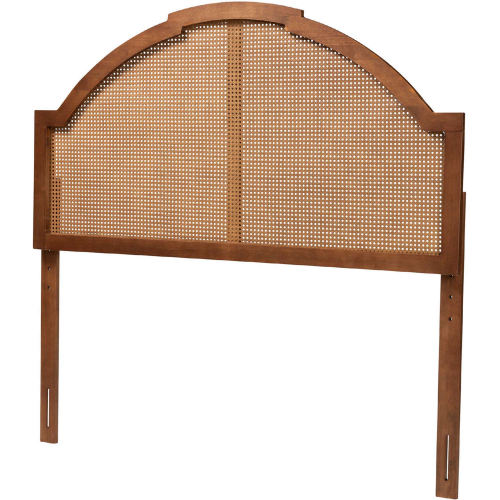 Madeline Queen Headboard with Rattan in Ash Walnut Finish Wood