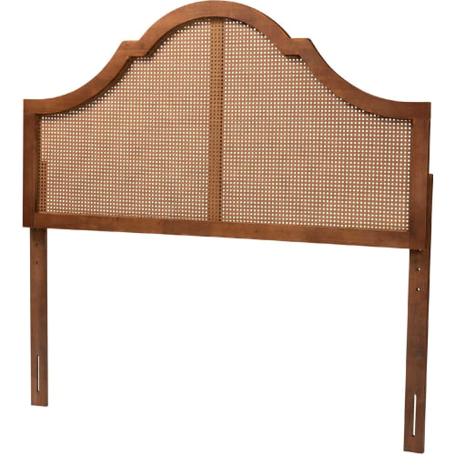 Camila Queen Headboard in Ash Walnut Finish Wood & Rattan