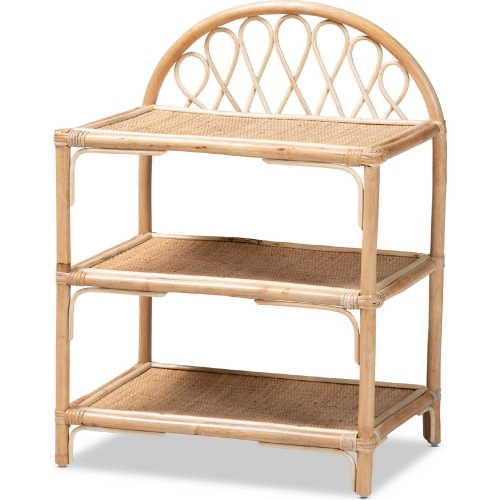 Redell 3 Tier Display Shelf in Natural Brown Rattan