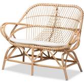 Jayden Loveseat in Natural Finish Rattan & White Fabric