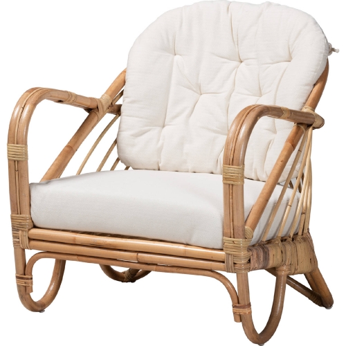 Aliane Accent Arm Chair in Rattan & White Fabric