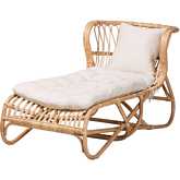 Delara Chaise in Natural Brown Rattan & White Fabric