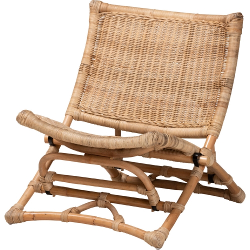 Herrara Foldable Lounge Chair in Antique Natural Brown Rattan