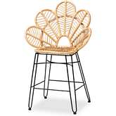 Garan Counter Stool in Natural Brown Rattan & Black Metal