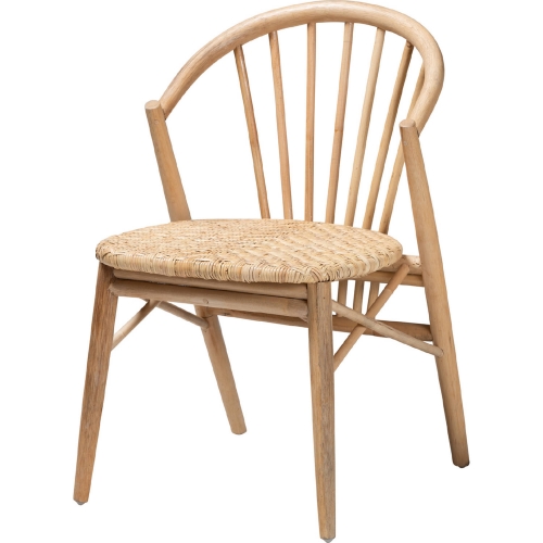 Kobe Dining Chair in Natural Wood & Rattan