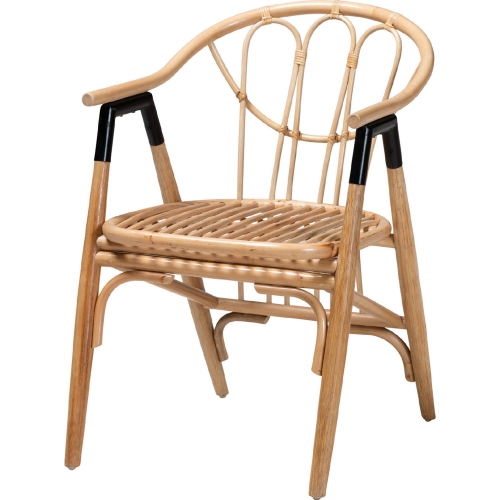 Cyntia Dining Chair in Natural Brown Rattan & Metal