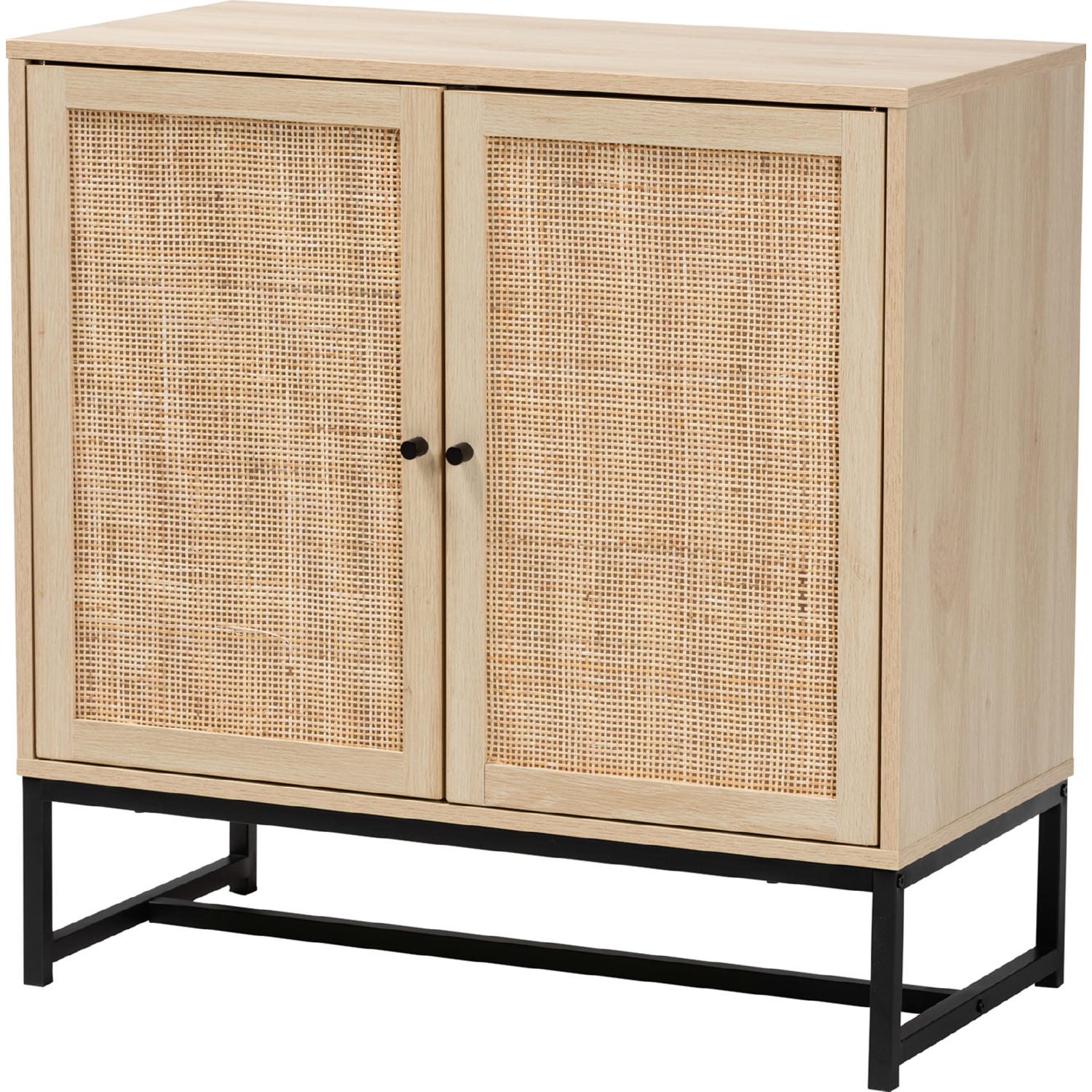 Baxton WES 004 Natural Black Cabinet Caterina 2 Door Storage