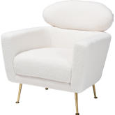 Fantasia Accent Arm Chair in Ivory Boucle Fabric & Gold Metal