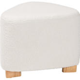 Brielle Triangle Ottoman in Ivory Boucle Fabric & Wood