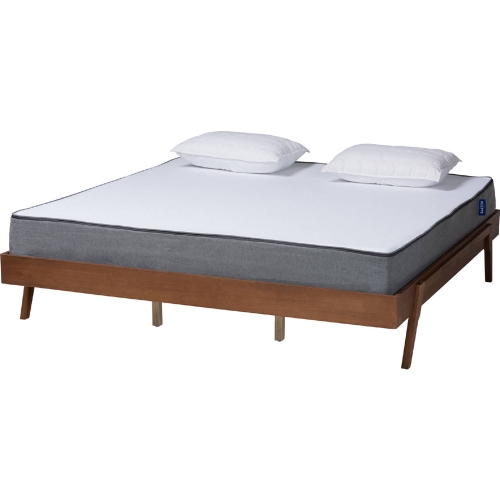 Sarita Queen Bed in Ash Walnut Finish Wood