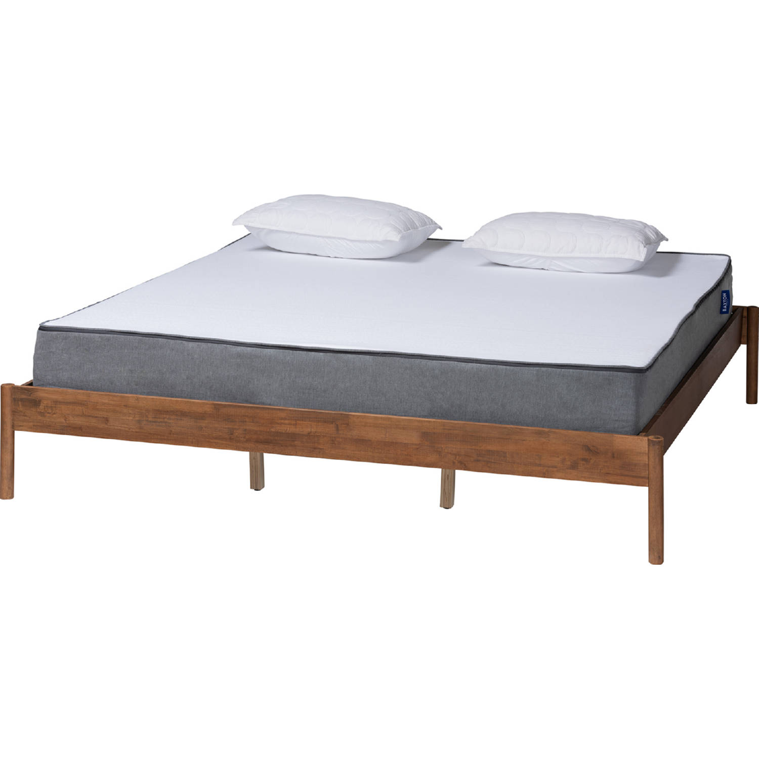 Baxton MG0097 1 Agatis Walnut Bed Frame Queen Agatis Queen