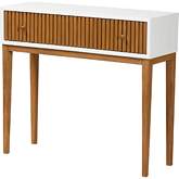 Odile 1 Drawer Console Table in Natural Brown & White Wood