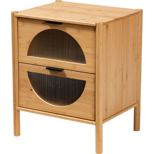 Naresh 2 Drawer End Table in Natural Bamboo Wood