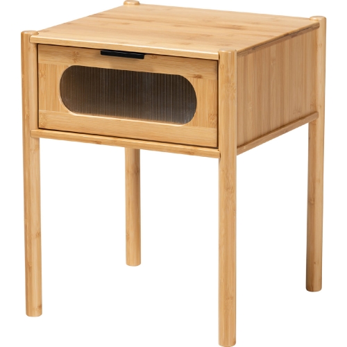 Naresh 1 Drawer End Table in Natural Bamboo Wood