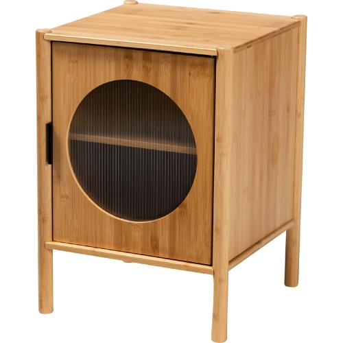 Naresh 1 Door End Table in Natural Bamboo Wood