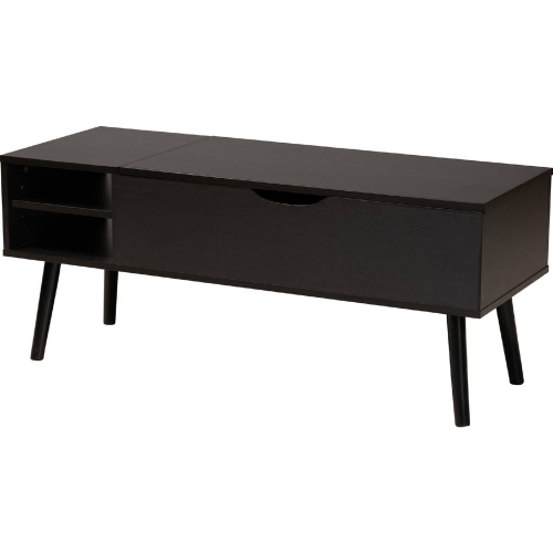 Roden Lift Top Storage Coffee Table in Black & Espresso Brown Wood